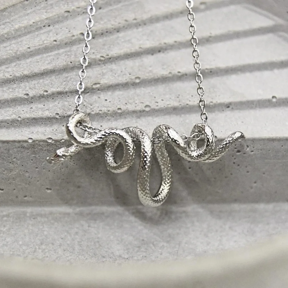 Wrap Around Silver Snake Necklace